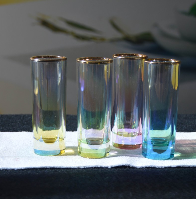 جودة Personalized INS Gradient Color Gold Rim Unique Shot Glass Set مصنع