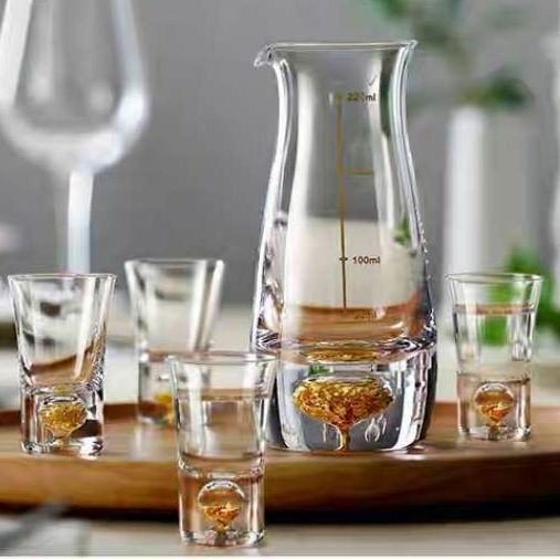 جودة Gold Foil Bottom Shot Glass Set مصنع