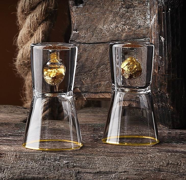 جودة Gold Foil Bottom Shot Glass Set مصنع
