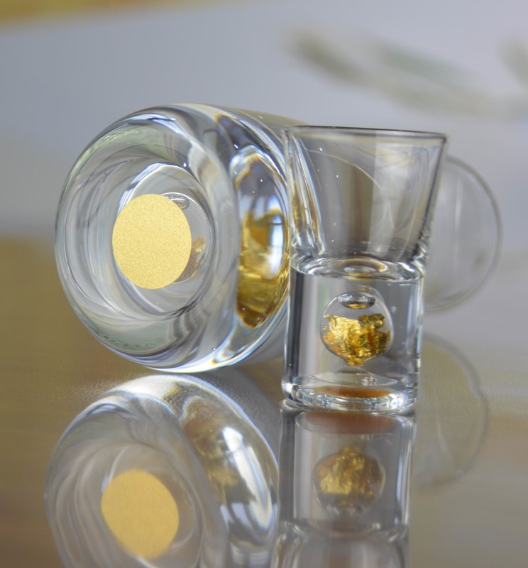 جودة Gold Foil Bottom Shot Glass Set مصنع