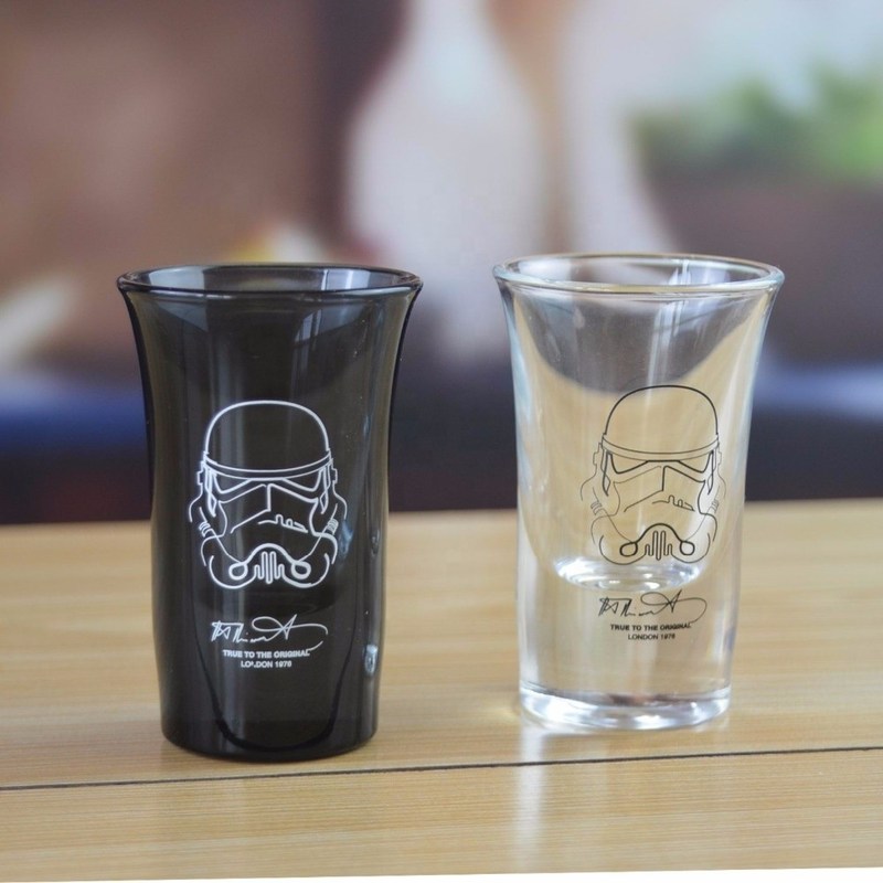جودة Logo Printed Clear  Unique Shot Glasses With Color Decal مصنع