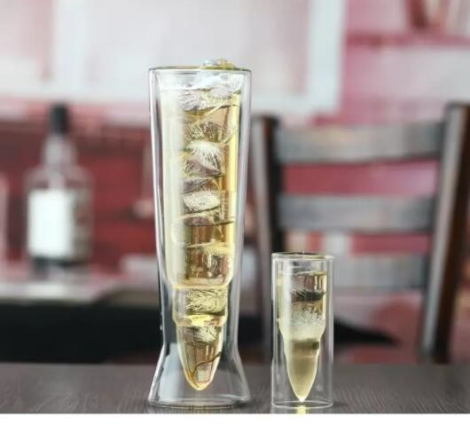 جودة Bullet Shaped Double Wall 45ml Unique Shot Glasses مصنع