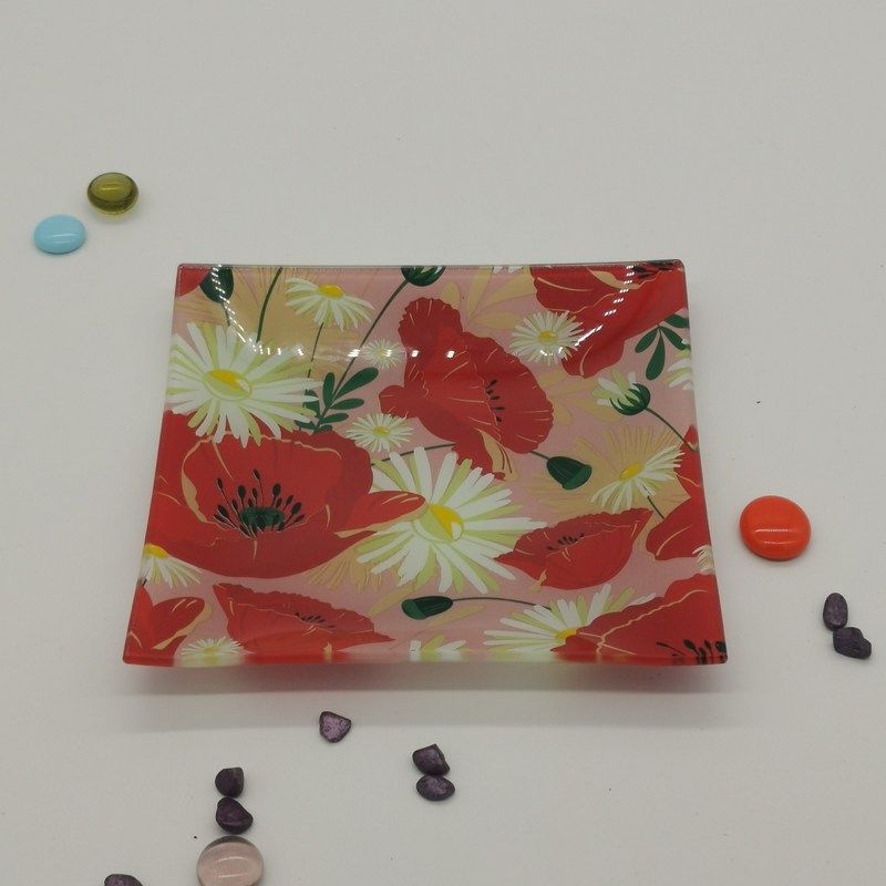 جودة Customize Color Ins Cactus Square Glass Dinner Plates مصنع