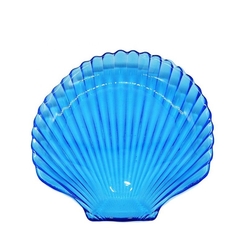 جودة Ocean Series Sea Shell Blue Glass Charger Plate For Dessert مصنع