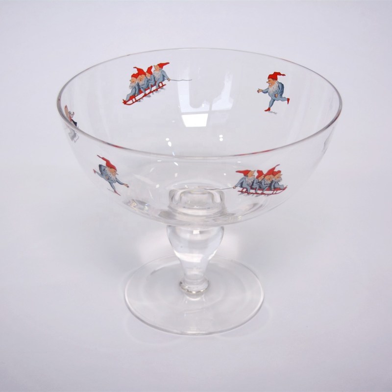 جودة Large Diameter Crystal Glass Fruit Bowl , Crystal Salad Serving Bowl With Stand مصنع