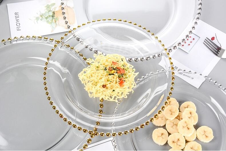 جودة Gold Decorated Glass Charger Plates مصنع