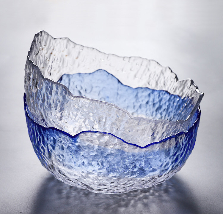 جودة Hammered Pattern Irregular Shape Crystal Salad Serving Bowl مصنع