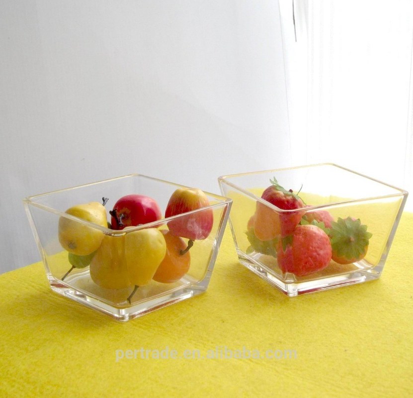 جودة Transparent Square Shaped Glass Salad Bowl , Crystal Salad Bowl For Home مصنع