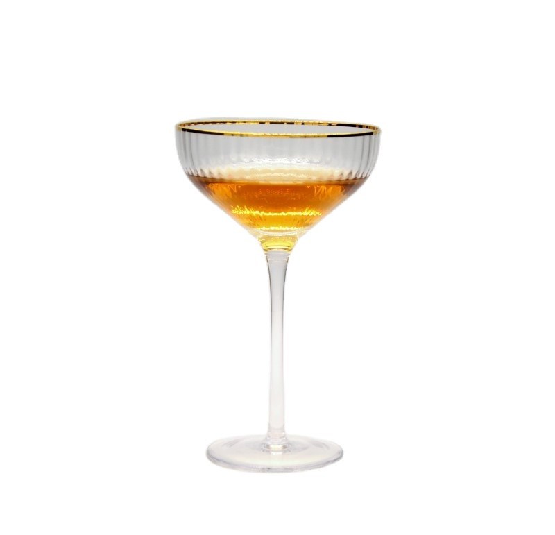 جودة Customize Gold Rim Optical Stripes Crystal Cocktail Glasses مصنع