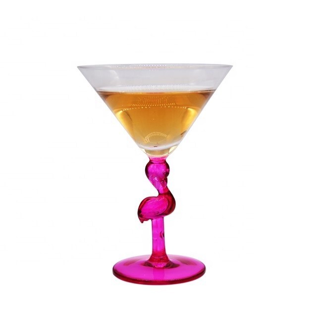 جودة Pink Color  Flamingo Shaped Stem Cocktail Crystal Glasses مصنع