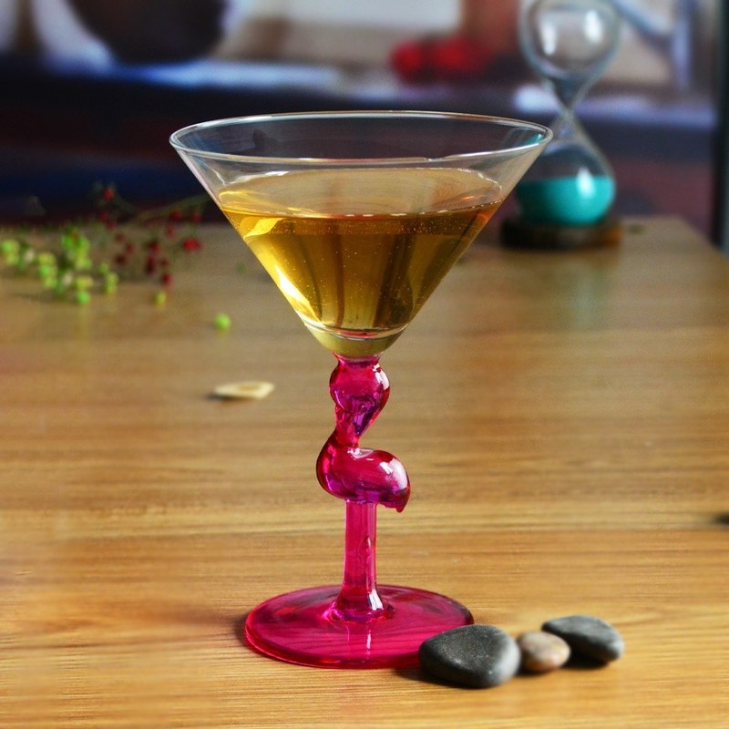 جودة Pink Color  Flamingo Shaped Stem Cocktail Crystal Glasses مصنع