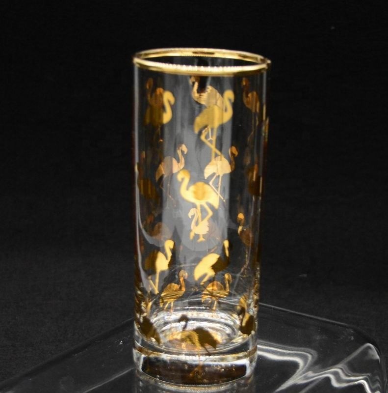 جودة Golden Flamingo Printed Crystal Highball Glasses For Restaurant مصنع