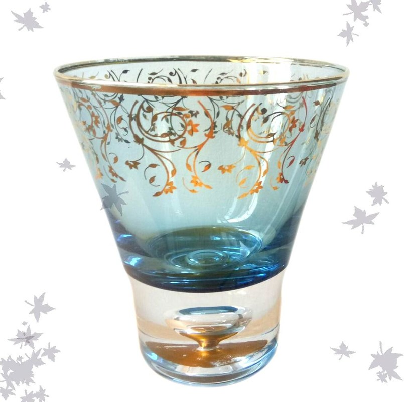 جودة Blue Color Golden Rim Stemless Crystal Cocktail Glasses مصنع