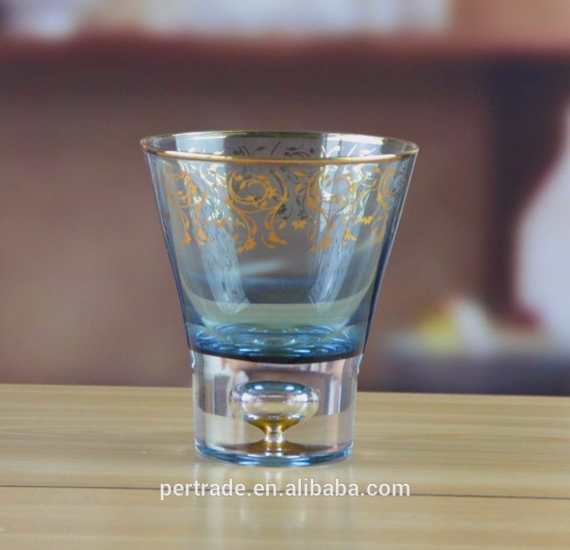 جودة Blue Color Golden Rim Stemless Crystal Cocktail Glasses مصنع