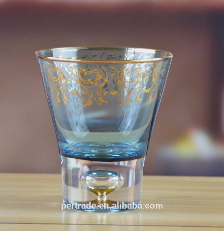 جودة Blue Color Golden Rim Stemless Crystal Cocktail Glasses مصنع