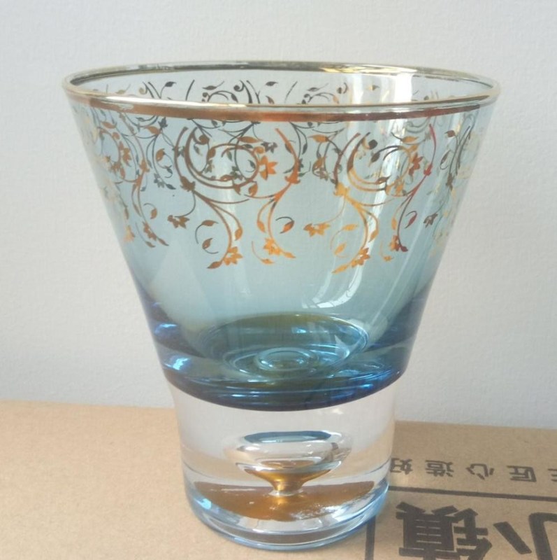 جودة Blue Color Golden Rim Stemless Crystal Cocktail Glasses مصنع