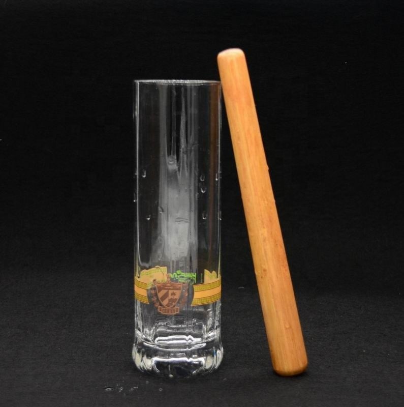 جودة 8" Cylinder Crystal Cocktail Glasses With Wood Pestle مصنع