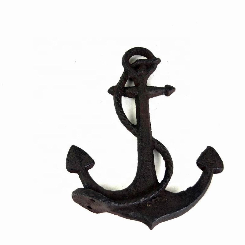 جودة Decorative Anchor Shape Black Iron Coat Hooks Cast Iron Crafts مصنع