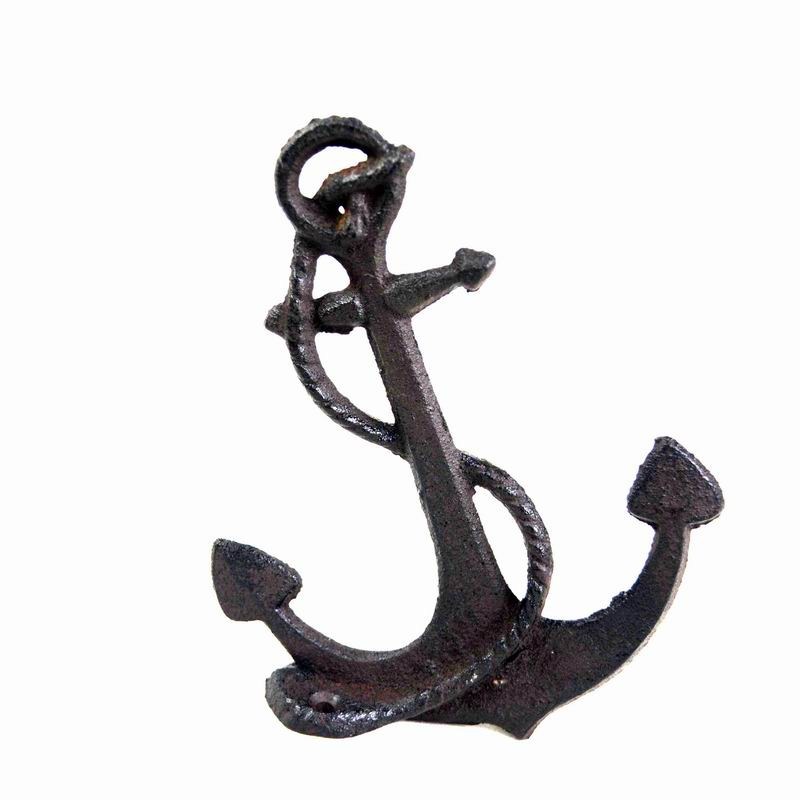 جودة Decorative Anchor Shape Black Iron Coat Hooks Cast Iron Crafts مصنع