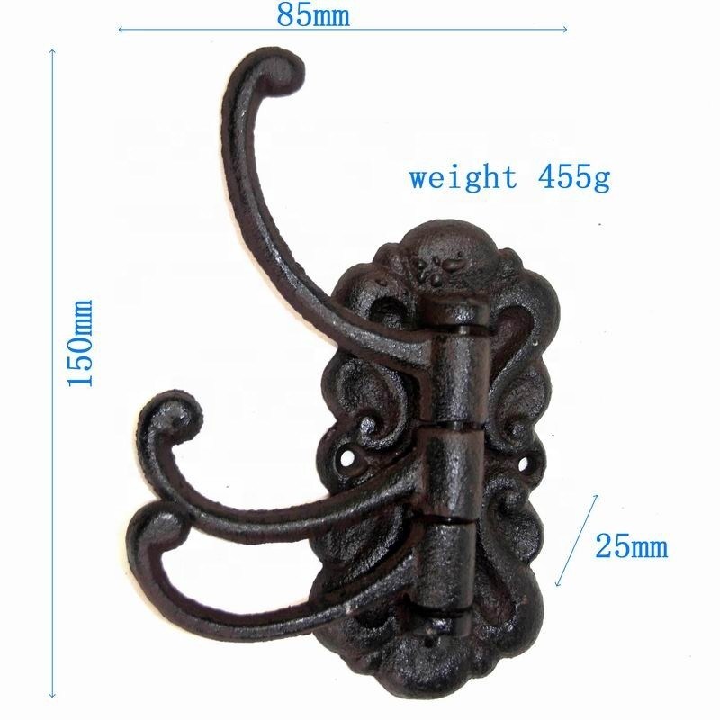 جودة Vintage Black Iron Hooks Cast Iron Crafts For Entryway مصنع