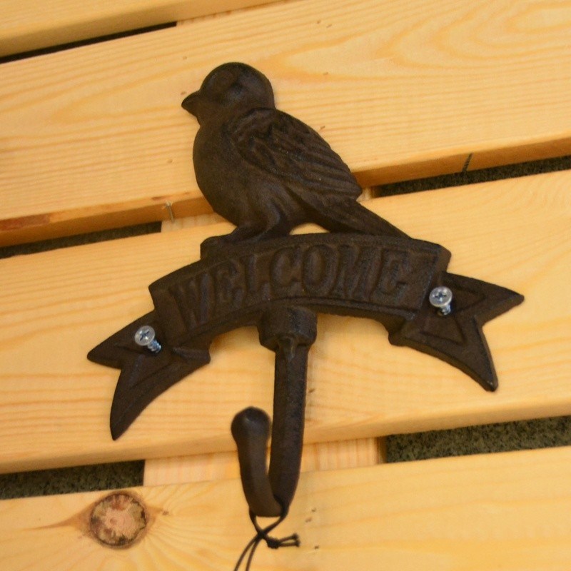 جودة Antique Wall Mount Bird shape Black Iron Coat Hooks مصنع