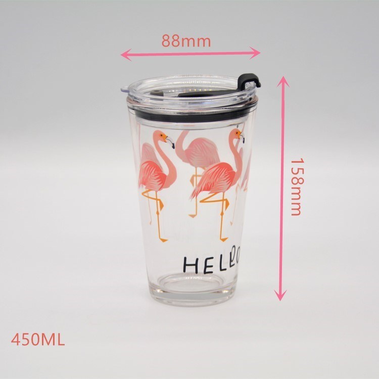 جودة Decorated Pint Ice Tea Glass Cup With Lid And Silicate Straw Cocktail Tumbler Drinking Glasses مصنع