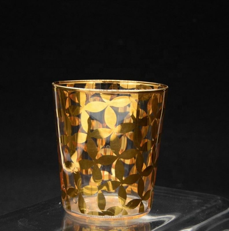 جودة Gold Print High End Stemless Wine Glass Tumbler , Crystal Highball Glasses مصنع