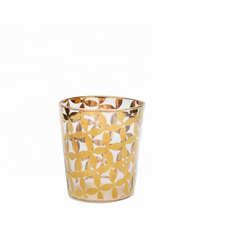 جودة Gold Print High End Stemless Wine Glass Tumbler , Crystal Highball Glasses مصنع