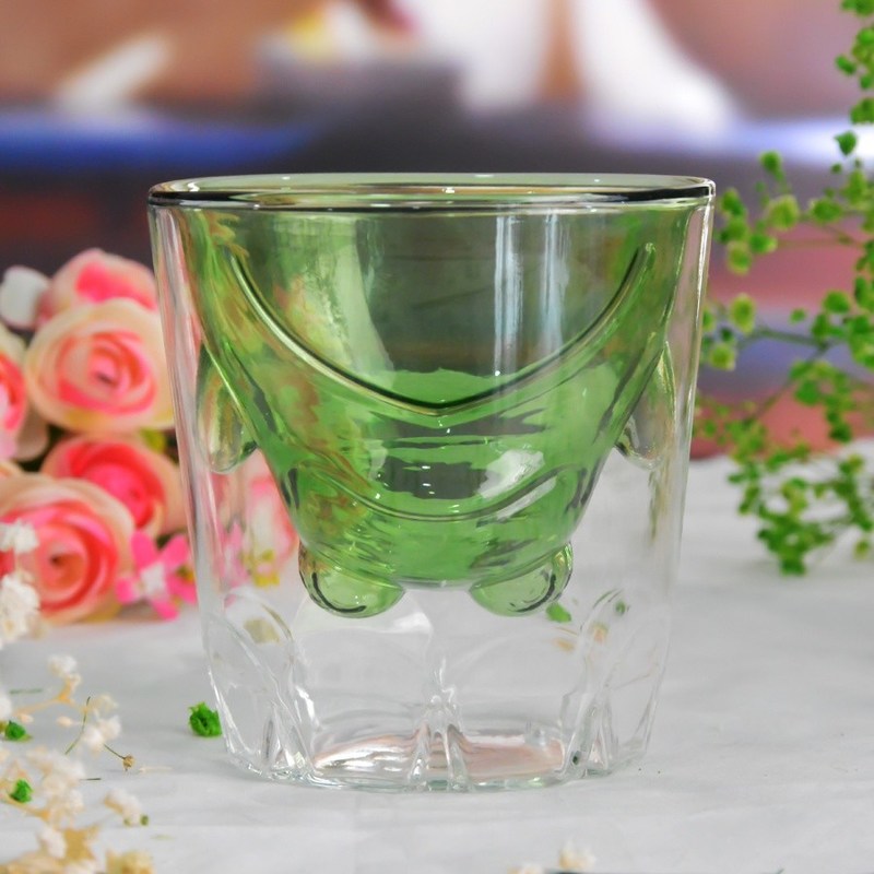 جودة Green Borosilicate Double Layer Colored Drinking Glasses مصنع