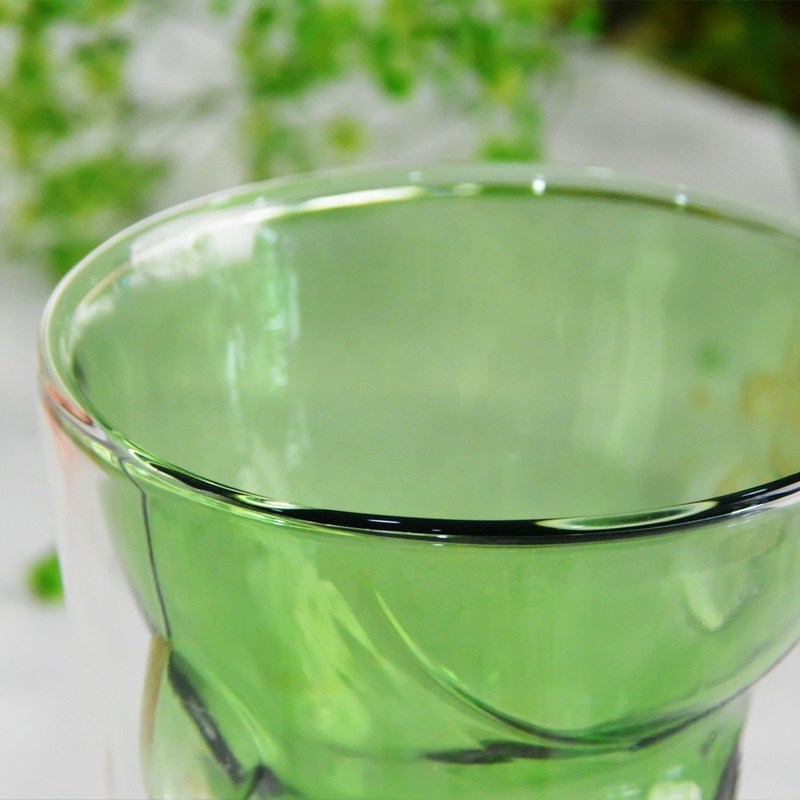 جودة Green Borosilicate Double Layer Colored Drinking Glasses مصنع