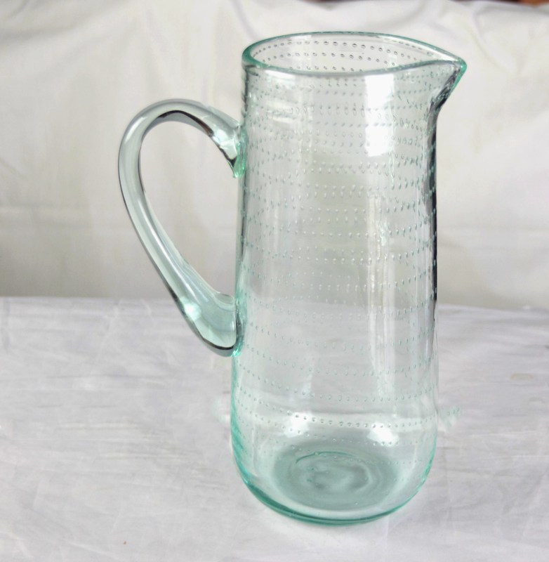 جودة Recycle Green Spiraling Bubbles  Glass Water Pitcher , Large Glass Pitcher مصنع