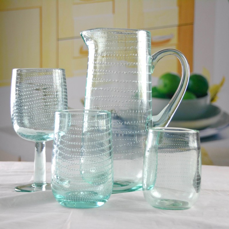جودة Recycle Green Spiraling Bubbles  Glass Water Pitcher , Large Glass Pitcher مصنع