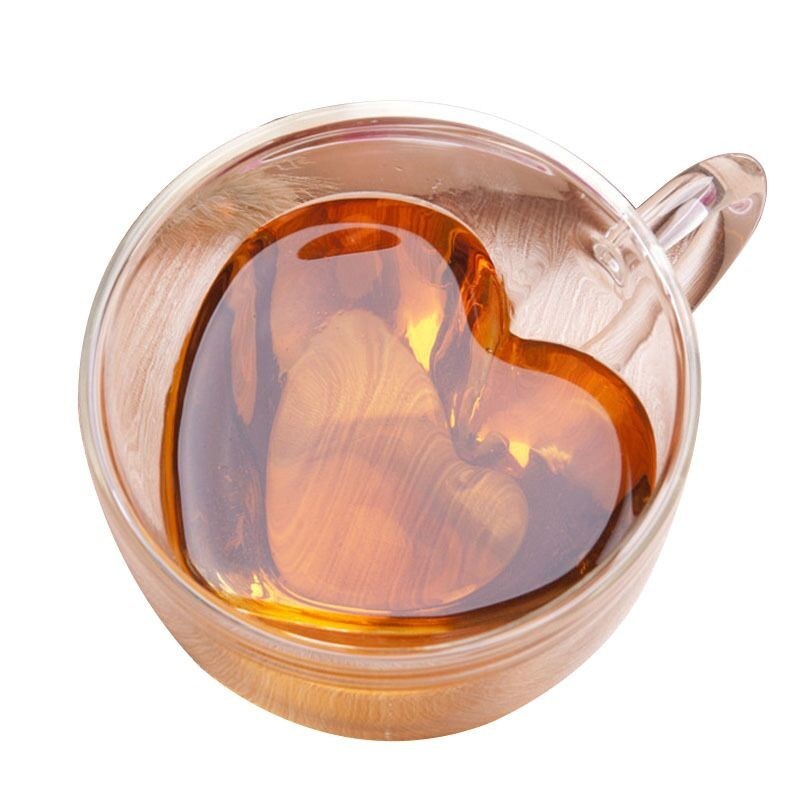 جودة Creative Lover Heart Shape Borosilicate Transparent Tea Cups مصنع