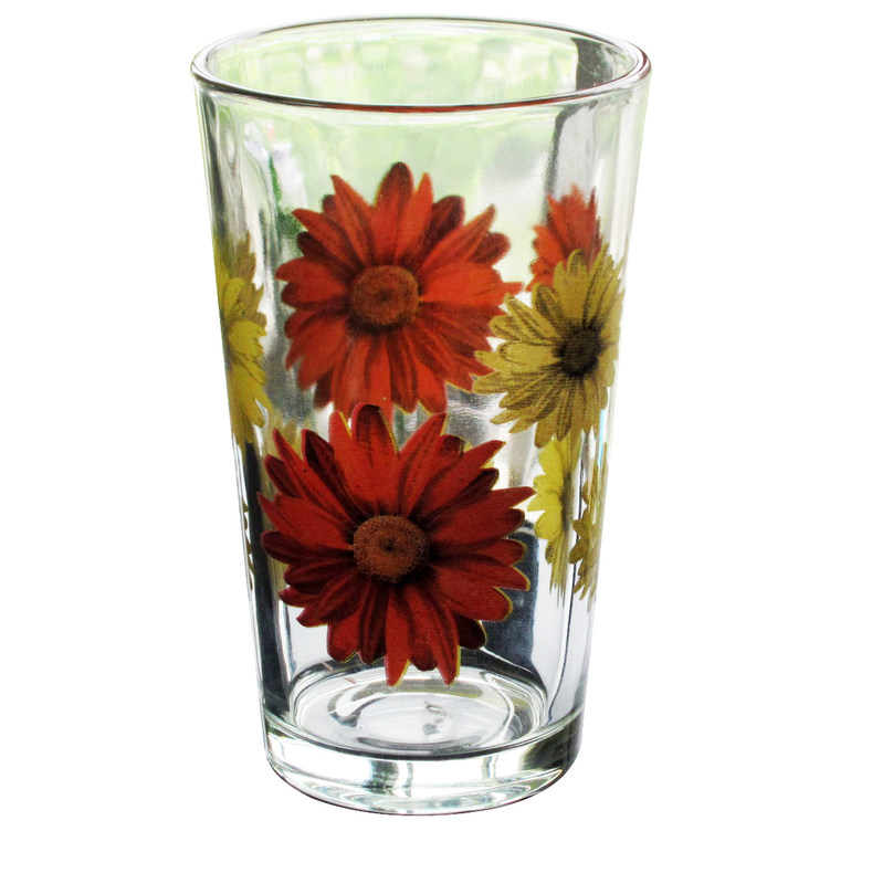 جودة Silk Printed Blooming Daisy 16 Oz Highball Glasses مصنع
