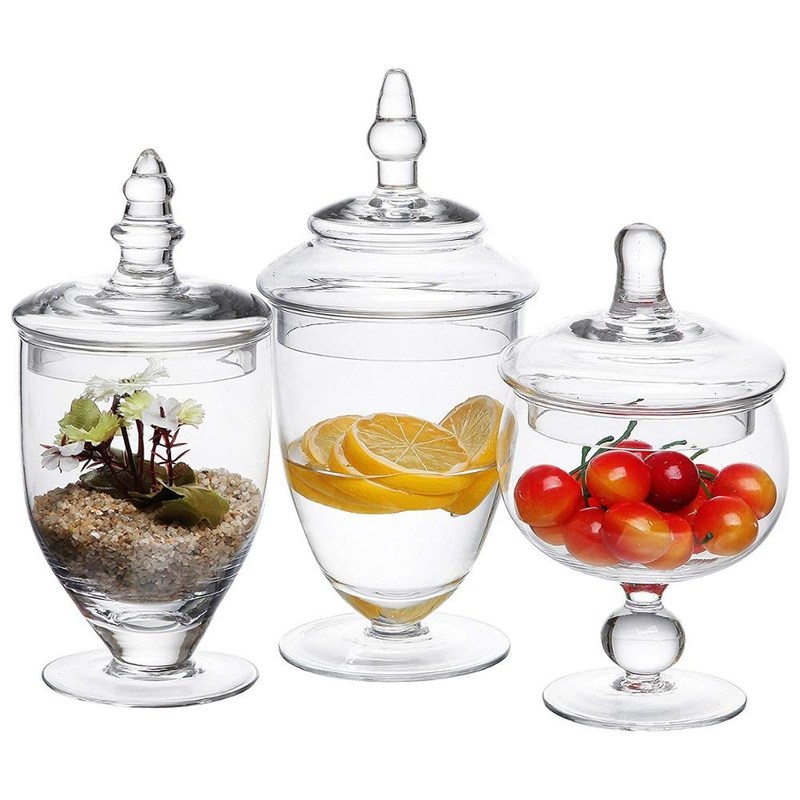 جودة Multipurpose Set Of 3 Clear Glass Jars For Kitchen مصنع