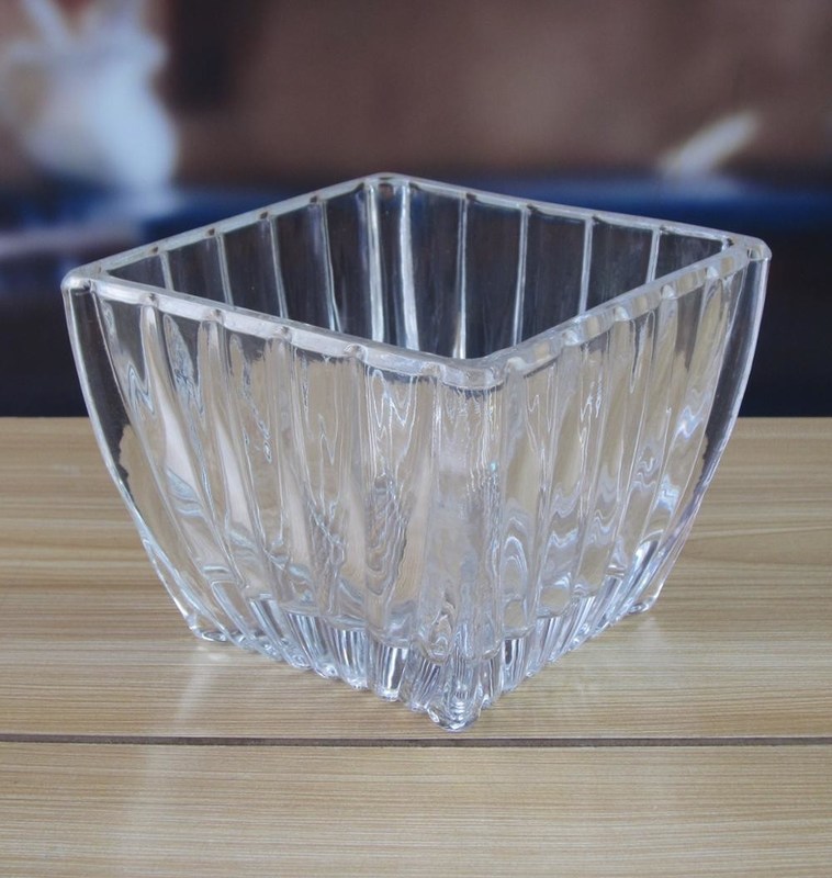 جودة Square Optic Stripes Glass Storage Jars For Candy مصنع