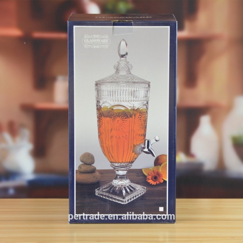 جودة Deep Cutted Engraved 5l Glass Jar With Lid . Glass Food Storage Jars مصنع