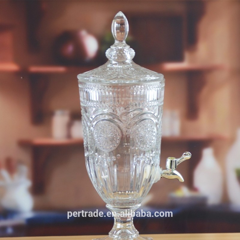 جودة Deep Cutted Engraved 5l Glass Jar With Lid . Glass Food Storage Jars مصنع