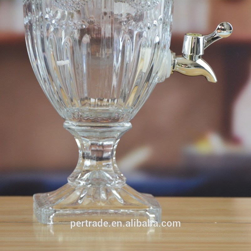 جودة Deep Cutted Engraved 5l Glass Jar With Lid . Glass Food Storage Jars مصنع