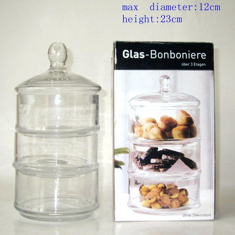 جودة Handblown 3 Layer Stackable Storage Jars With Lids مصنع