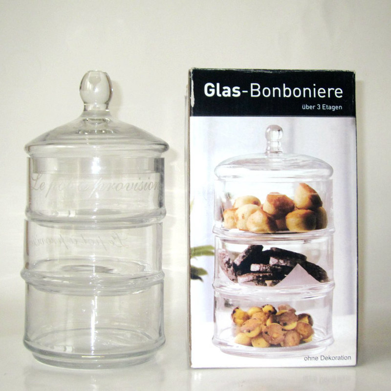 جودة Handblown 3 Layer Stackable Storage Jars With Lids مصنع