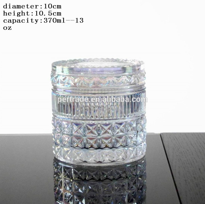 جودة Embossed Diamonds Pattern Glass Storage Jars With For Candle مصنع