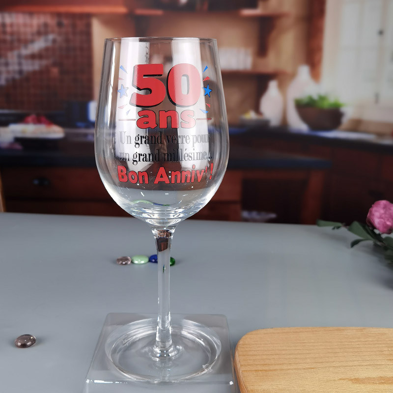 جودة Clear 1 Litre Giant Wine Glass With Anniversary Decor مصنع