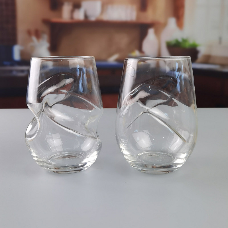 جودة Twisted Swirling Crystal Red Wine Glasses 250ml Stemless مصنع