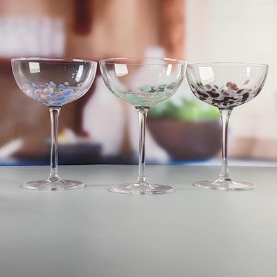 جودة Customized Hand Blowned Half-confetti Lead Free Crystal Wine Glass Set مصنع