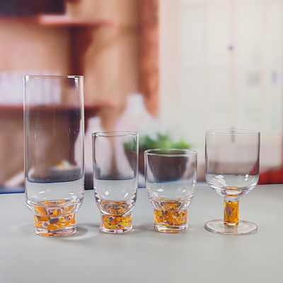 جودة Confetti Decorative DOF Glass Handmade Crystal Tumbler Water Glasses Mexico Rock Glass Cup for Wedding Party Gift مصنع