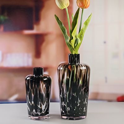 جودة Handmade Amber Glass Vase Modern Unique Vase for Table Centerpiece Decorative Flower Vases for Home Office Wedding(S size) مصنع
