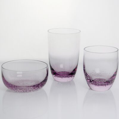 جودة Crystal Wine Glass handblown with subtle trapped bubbles and a soft lavender to clear gradient combining beauty and durability مصنع