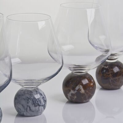 جودة Marble Sphere Base Crystal Wine Glass Set Handblown Ultra Clear Crystal with Natural Stone Elegance Ideal for Daily and Special Gatherings مصنع