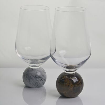 جودة Marble Sphere Base Crystal Wine Glass Set Handblown Ultra Clear Crystal with Natural Stone Elegance Ideal for Daily and Special Gatherings مصنع